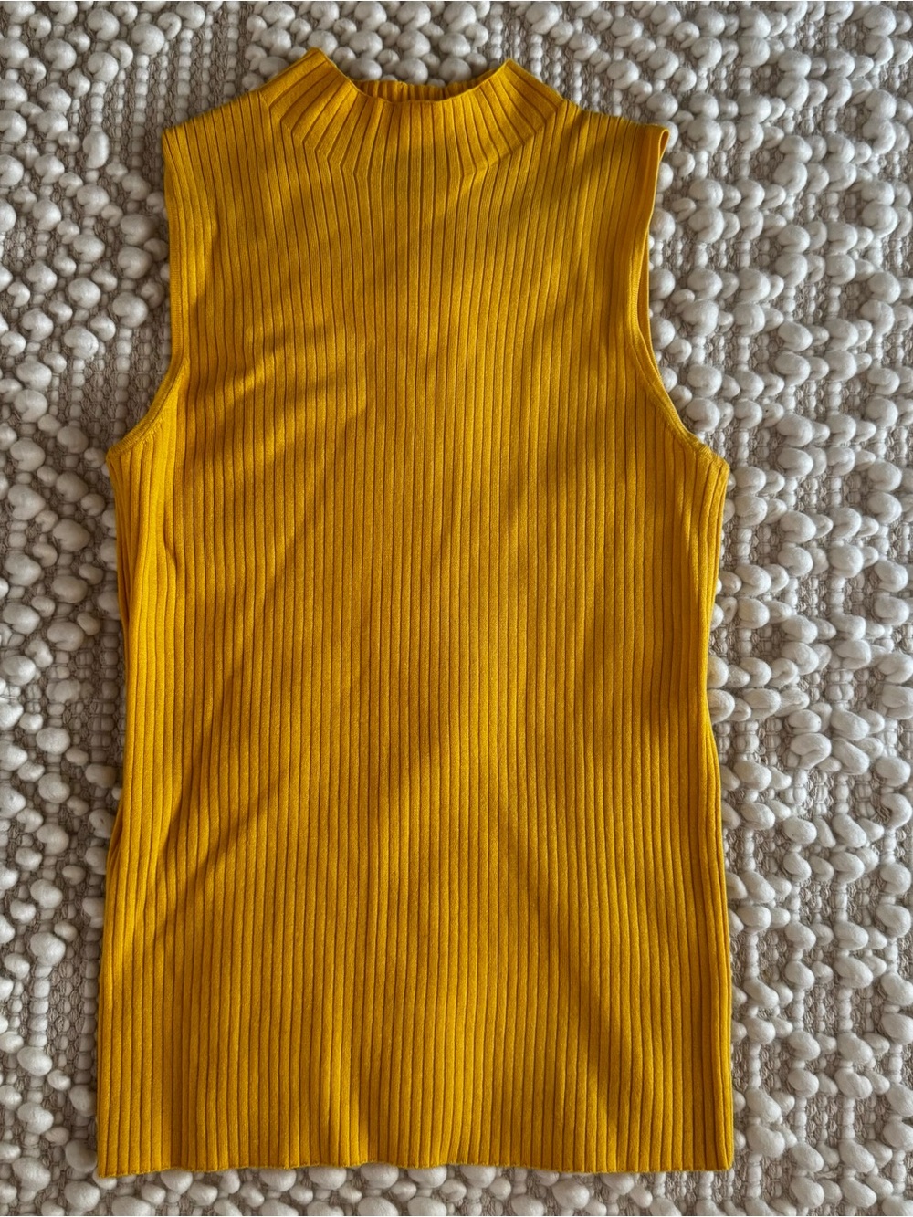 Ann Taylor Yellow Ribbed Sleeveless Blouse